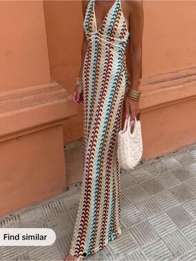 Sheer multi color crochet resort wear maxi dress/cover up